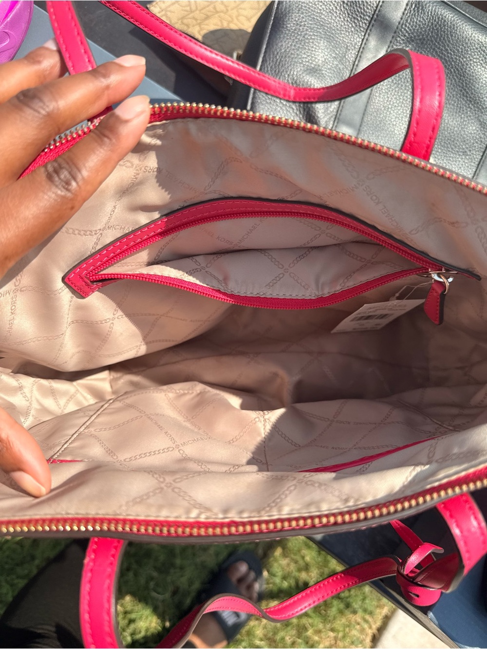 Michael Kors Hot Pink Saffiano Tote with Gold Hardware - Picture 3 of 3